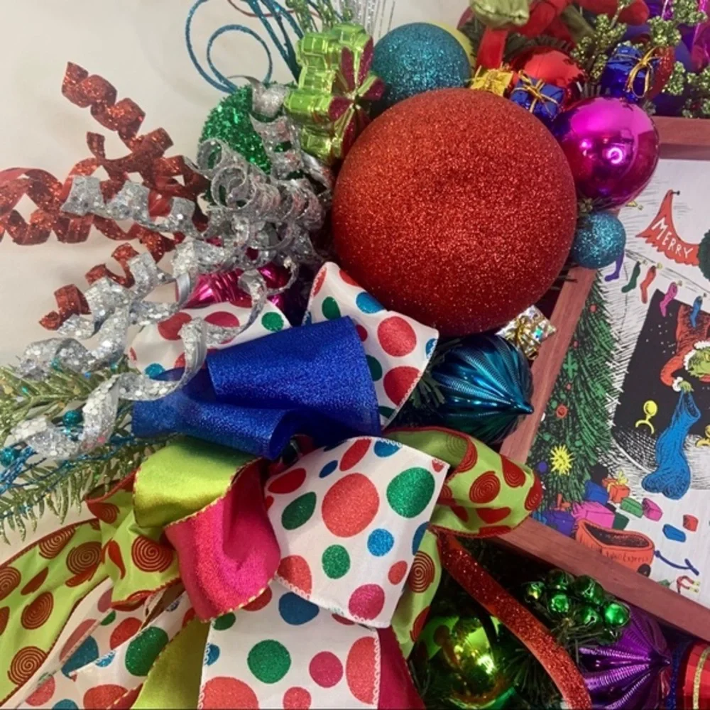 Grinch Stole Christmas Colorful Designer Wreath
